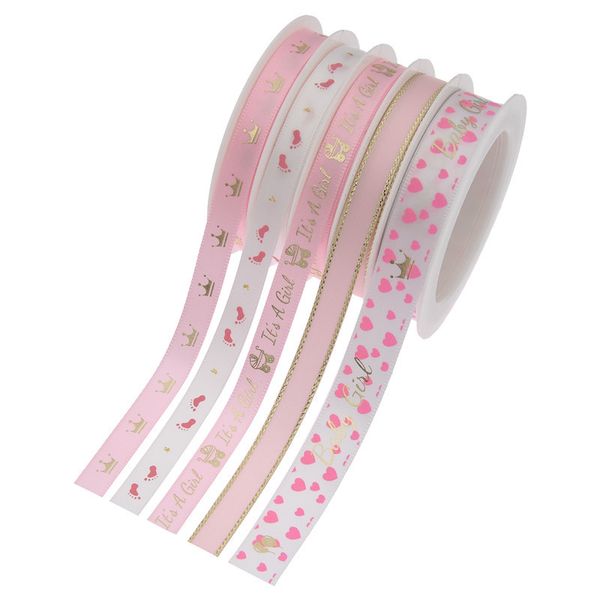 Poussette couronne bronzant ruban cadeau emballage bébé lettre de baptême ruban rose 1222665