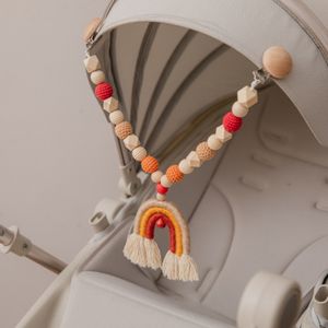 Wandelwagenonderdelen accessoires baby hangende hanger regenboog kwastje houten titel platen verpleegkunde kauwspeelgoed fopspeen clip keten mobiele rammelaar bed bel 230220