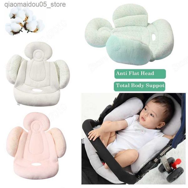 Accesorios de piezas de cochecito cojín de asiento para bebés transpirable cabezal de forro suave de cochecito y almohada de soporte para el cuerpo adecuado para recién nacidos lavables Q240416