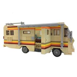 Accesorios de piezas de cochecito bloque de construcción Breaking Bad RV The Krystal Ship Movie RV Train Model compatible con LEGO MOC 17836 Toy Children S Gift 230422