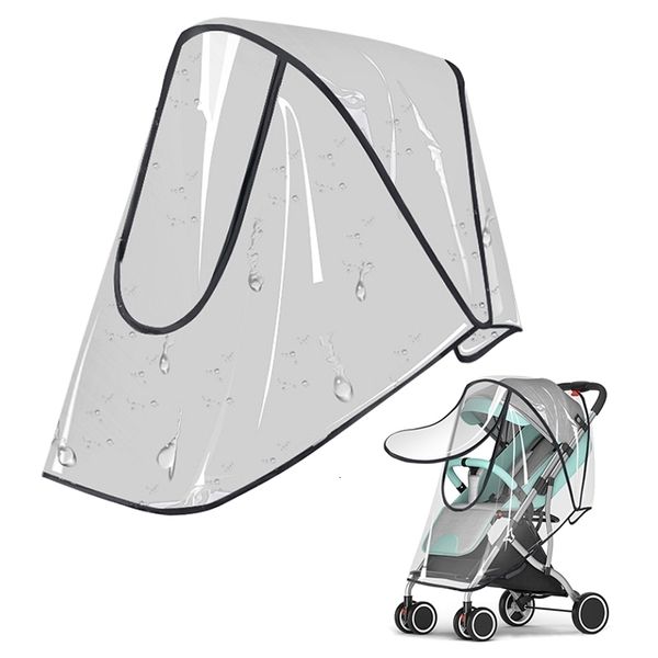 Pièces de poussette Accessoires Housse de pluie universelle Bébé Voiture Météo Vent Pare-soleil Transparent Respirant Trolley Parapluie Imperméable 230628