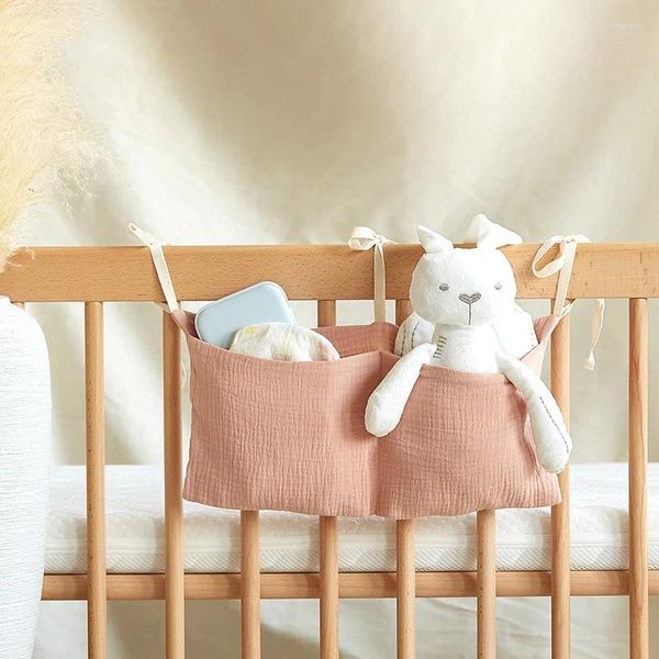 Piezas de cochecito de bebé, bolsa de almacenamiento para cabecera de cama, organizador multiusos colgante para cuna, pañales de tejido, soporte para juguetes, bolsillo