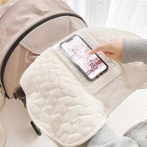 Pièces de poussette, gants pour bébé, protège-mains imperméable, accessoire de landau, mitaine en fourrure polaire avec poche pour téléphone