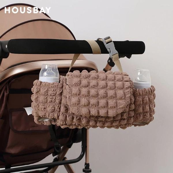 Pièces de poussette, sac suspendu pour bébé, rangement de voyage extérieur pour bouteille de lait, couches, organisateur de landau, accessoires de gaze froissée