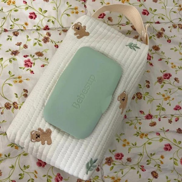 Pièces de poussette Baby Wet Wipes Case Voyage Portable Sac suspendu Sac de suspension de grande capacité Organisateur de stockage de tissus en coton doux