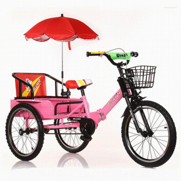 Pièces de poussette Tricycle pour enfants avec seau pliable 2-10 ans Double sièges vélo voiture jumeaux Trishaw Kid's Pedicab Happy