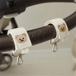 Stroller -onderdelen geborduurde beren cartoon haak duurzame universele puinhoopclip babyhaken voor hangende mama -tassen luiertas accessoires