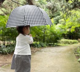 Stroller -onderdelen Koreaanse kinderen Visual Rain Cover Umbrella Kindergarten Creatieve Retro Plaid Baby Mini Parapluas Accessoires