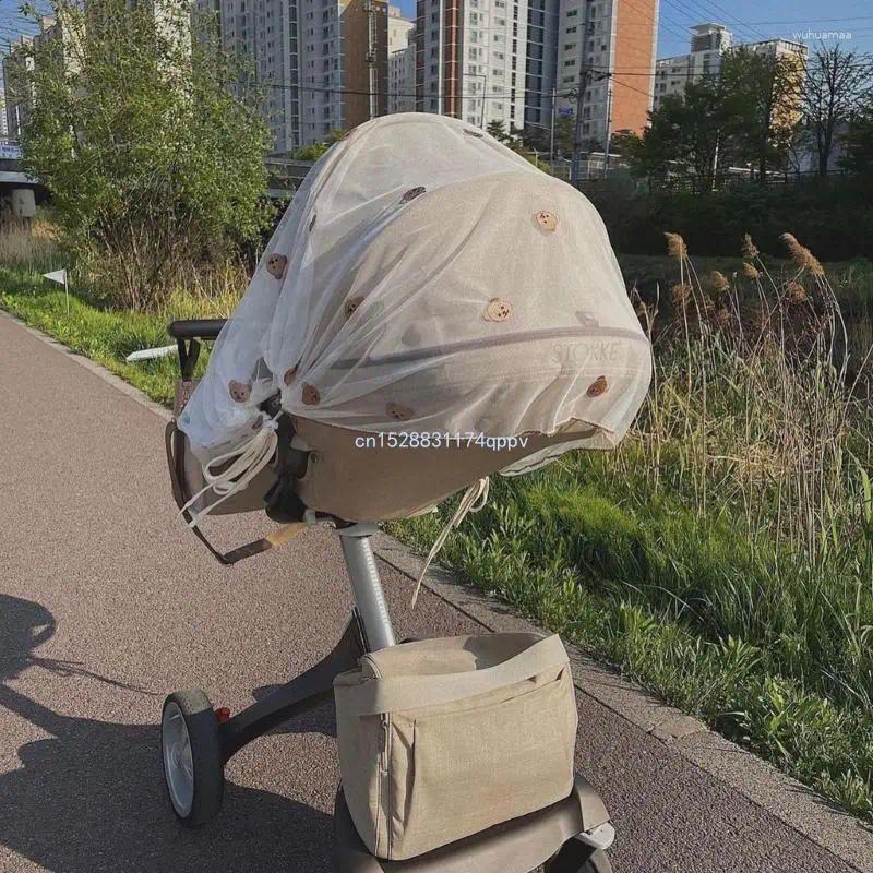 Stroller Parts Protective Insect Net For Infant Mosquito Pram Cartoon Embroidered Bassinet Mesh Cover Baby Dropship