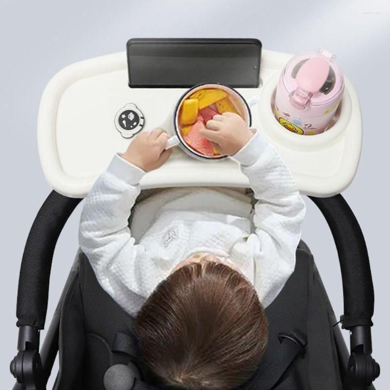 Barnvagnsdelar Universal Baby Snack Tray Childrens vagn Pram Dinner Table Milk Bottle Cup och telefonhållare Tillbehör för resor