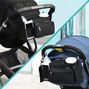 Organisateur universel de pièces de poussette avec porte-gobelet isolé, sac de téléphone détachable, sangle d'épaule adaptée pour