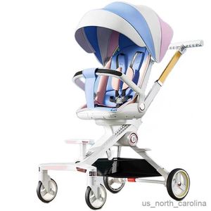 Strollers# 2023 Baby Artifact Trolley Light Foldable Two-Way Stroller One-Key Breathable stoelkussen Dubbele remmen Outdoor R230817