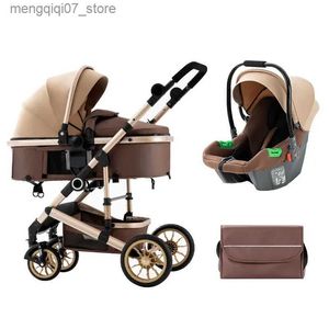 Cochecitos # 2023 Cochecito de bebé de paisaje alto 3 en 1 con asiento de coche y cochecito, juego de cochecito infantil de lujo, asiento de coche para bebé recién nacido, carrito L240312