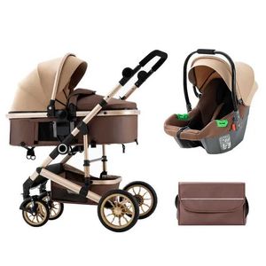 Poussettes # 2023 Payce-poule Baby Landscape 3 en 1 avec siège d'auto et poussette de luxe pour nourrisseur de luxe Set Siège d'auto pour bébé nouveau-né T240509