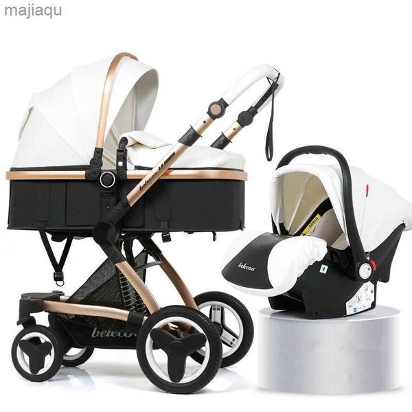 Strollers# 2023 Cochecito de bebé de paisaje alto 3 en 1, cochecito de lujo para mamá caliente, cochecito de viaje, carrito de bebé reversible, cochecito rosa con asiento para coche L2403