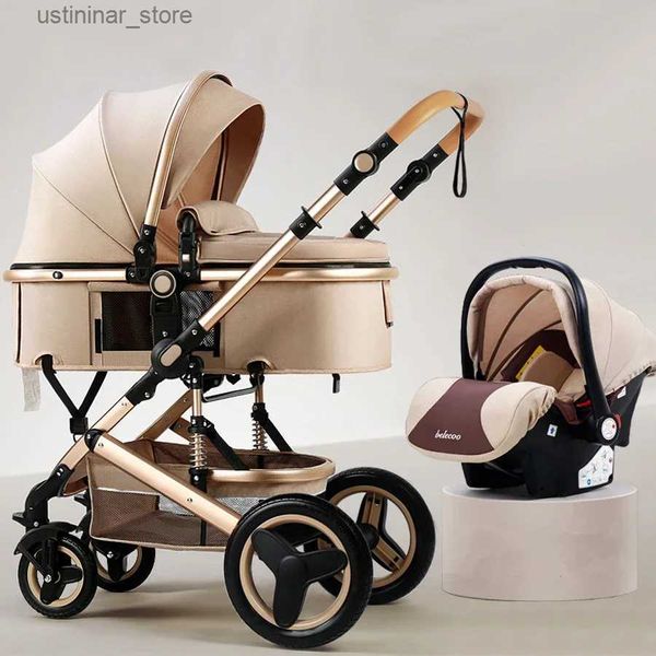 Poussettes # 2023 High Paysage bébé poussette 3 en 1 avec siège d'auto et poussette de luxe pour nourrisseur de luxe Set Siège d'auto de nouveau-né L416