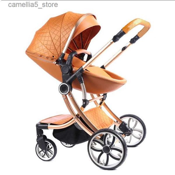 Poussettes # 2023 Nouveau bébé stoller ensemble 2 en 1 coquille d'oeuf landau 2023 nouveau-nés pliant bébé landau luxe haut paysage chariot bébé voiture Q231116