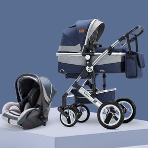 Strollers# 2023 Nieuwe Baby Stroller 3 In 1 High Landscape Car With Bassinet pasgeboren Portable Travel Baby Carriage L230625 Q240429