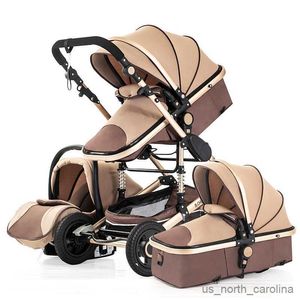 Strollers# 3 in 1 baby stroller Luxury High Landscape baby pram portable baby multifunctional Newborn Carriage double faced R230817