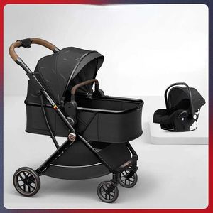 Strollers# 3 In 1 tweerichtingslicht lichtgewicht vouwend vierwielige baby-wandelwagen luxe kan zitten lie koetsschokabsorptie CART H240514