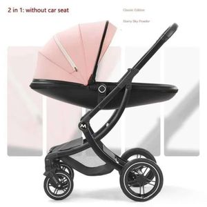 Kinderwagens # Baby 2in1/3 in 1 Luxe kinderwagen met autostoeltje Leren kinderwagen voor pasgeborenen Hoog landschap R230817 Uniek design designer mode