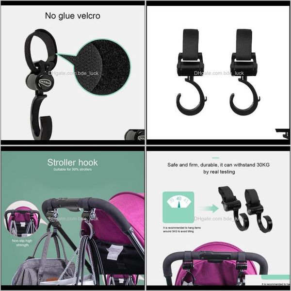 Cochecitos de bebé, niños Maternidad2 piezas Ganchos para cochecito Clips de gancho multiusos en cualquier sistema de viaje para bebés Monederos seguros Bolsas de pañales Vividly Part