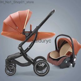 Kinderwagens# Kinderwagen 2in1/3 In 1 Luxe Koets met Autostoel Eierschaal Pasgeboren Leer Hoog Landscapevaiduryc Q231215