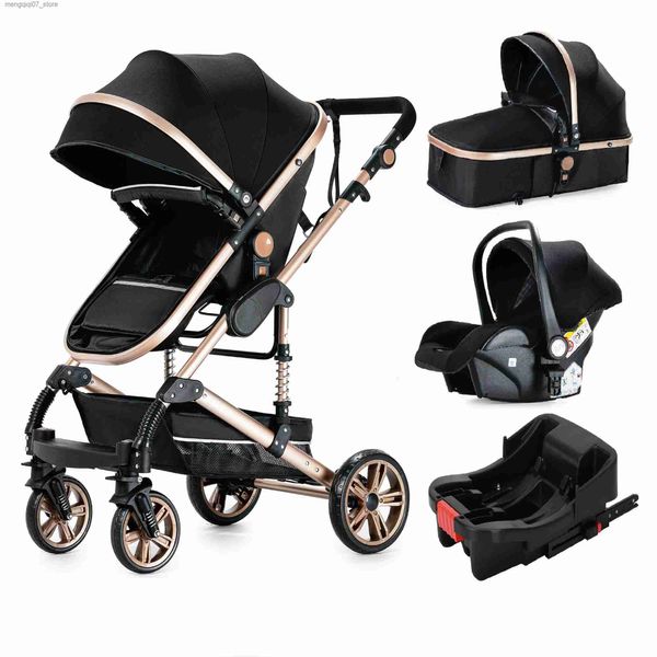 Poussettes # poussette bébé 3 en 1 poussettes légères de voiture bébé poussette de landau pour les berceaux sièges de sécurité de voiture pour enfant avec Base de voiture L240319