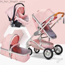 Poussettes # Poussette bébé 3 en 1 mode bonne qualité haute paysage maman rose poussette voyage landau panier panier bébé siège auto et Troll243Q Q231215