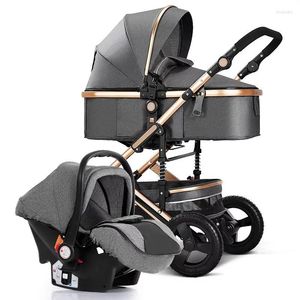 Poussettes Bébé Poussette 3 En 1 Quatre Roues Landau Trolley Kinderwagen Luxe Buggy Born Poussette Haute Paysage