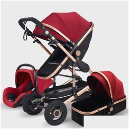 Strollers# Baby Stroller 3 In 1 Echte draagbare koetsvouw PRAM ALUMINIUM FRAME DROP Levering Kids Maternity Strollers DHR1L Q240429
