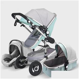 Strollers# Baby Stroller 3 In 1 Echte draagbare koetsvouw PRAM ALUMINIUM FRAME DROP Levering Kids Maternity Strollers DHR1L Q2404291