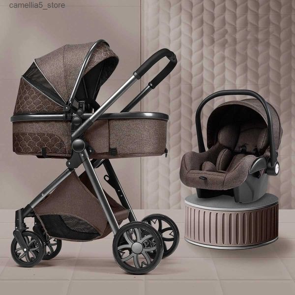 Cochecitos# cochecito para bebés 3 en 1 paisaje de alto carro para bebés puede sentarse puede mentir portátil de empuje para bebés para bebés, portador infantil libre Q231117