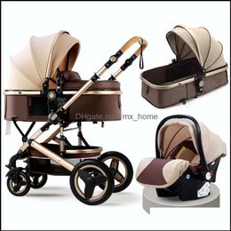 Cochecitos Cochecito de bebé 3 en 1 Mom Luxury Travel Pram Carriage Basket Bebés Asiento de coche y carro Mxhome Drop Delivery Baby Bdebaby D193r