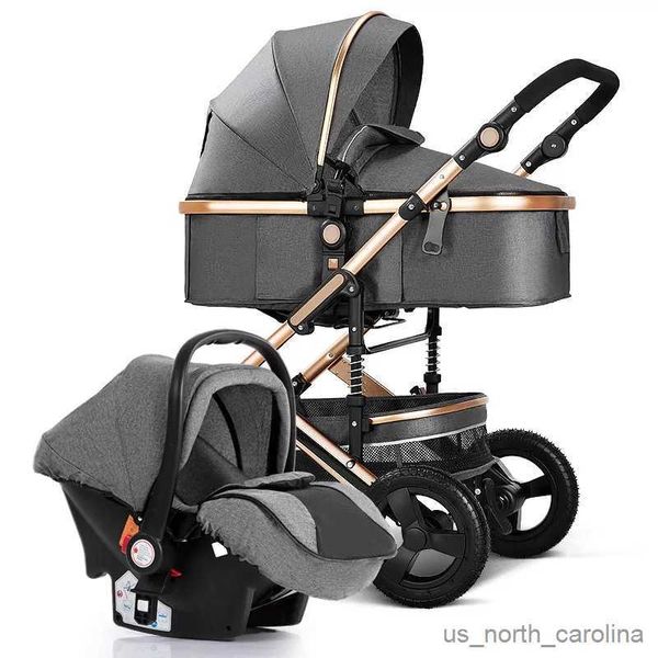 Cochecitos# cochecito para bebés 3 en 1 cochecitos cuatro ruedas Baby Pram Baby Trolley Kinderwagen Luxury Baby High Landscape R230817