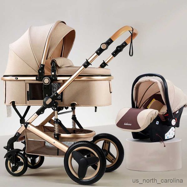 Poussettes # Porte-poussette de bébé 3 en 1 avec siège d'auto High Paysage Poussette de luxe Pousaise pour bébé ensemble nouveau-né pour bébé