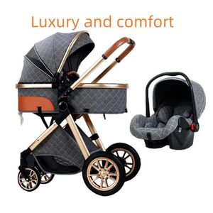 Poussettes # Poussette bébé 3 en Designer 1 landau haut paysage chariot inclinable lumière pliable avec siège auto berceau vendre comme des petits pains chauds élastique de mode de marque