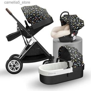 Poussettes # Poussette bébé 3 In1 landau voyage poussette bébé poussette avec siège auto Newbron landau voyage pliant poussette haute paysage Q231116