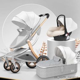Strollers# Baby Stroller kan gaan zitten en gaan liggen Travel Light Folding High Landscape Carriage Two-Way Shock Absorptie Pasgeboren Baby Stroller R230817