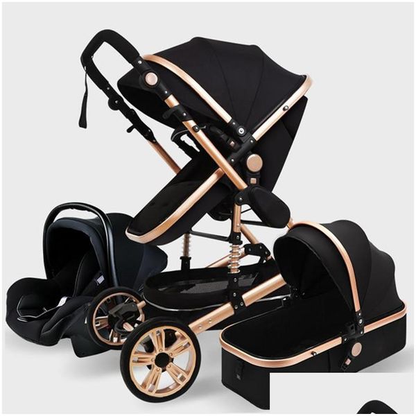 Poussettes # Baby Poussette Designer 3 Marque en 1 Véritable Chariot Portable Pli Landau Aluminium Cadre Livraison Enfants Poussettes De Maternité Dhr1l