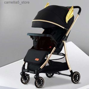 Poussettes # Poussette bébé poussette légère bidirectionnelle voyage à un bouton landau portable chariot pour bébé pliant poussette haute vue landau Q231116