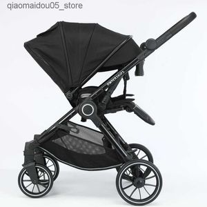 Strollers# Baby Stroller met bidirectioneel vouwen kan gaan zitten en gaan liggen Super lichtgewicht hoog landschap Passchap Baby Childrens Hand Pushed Q240413