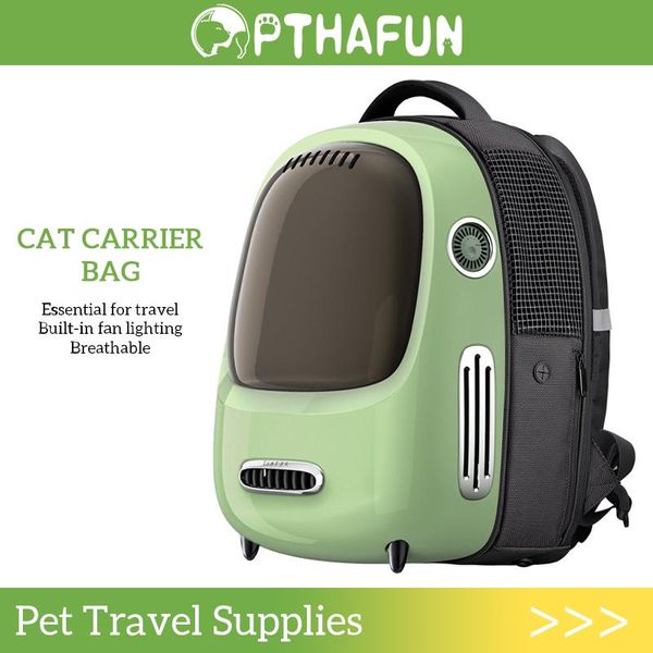 Cochecitos Bolsa transportadora para gatos Mochila transportadora para mascotas Cápsula espacial Ventilador incorporado Iluminación Bolsas de transporte para viajes al aire libre Gatos Bolsa transpirable para perros pequeños