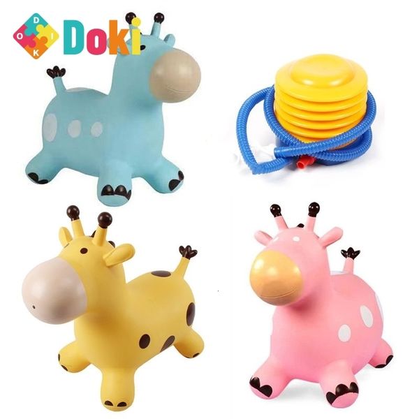 Cochecitos Doki Ride On Toys Jumping Horse Bouncy Giraffe Hopper Inflable Animal Goma PVC Niños 2023 230613