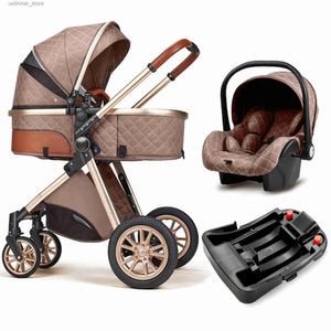 Strollers# Fashion Baby Stroller 3 In 1 Baby Travel System Pasgeboren Baby Cart draagbare drukkerij Baby Cradel Infant Carrier Gratis verzending L416