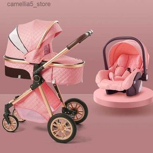 Poussettes # Mode bébé poussette 3 en 1 système de voyage pour bébé nouveau-né bébé chariot portable poussette bébé berceau porte-bébé livraison gratuite Q231116