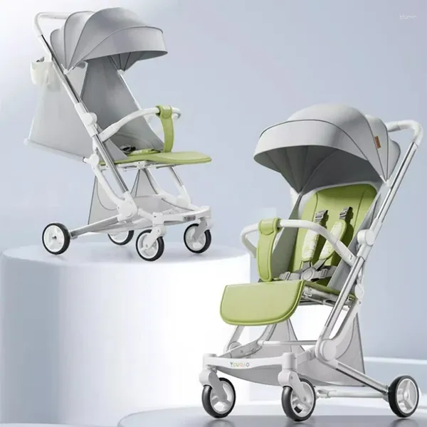 Poussettes pliables quatre roues chariot confortable, poussette de bébé léger portable peut s'asseoir ou s'allonger en aluminium en alliage en alliage