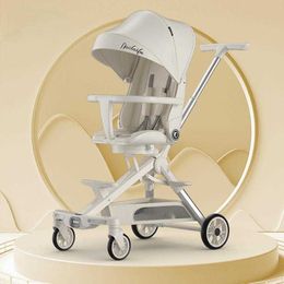 Strollers# voor het opvouwen van babyvouwbare buitenkleedbare buiten draagbare baby hoog uitzicht koets vier wielen kinderwagen Q240429