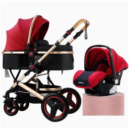Poussettes High Landscape Baby Poussette 3 en 1 avec siège auto et ensemble de luxe pour bébé Born Trolley Drop Delivery Kids Mat Dhlxi
