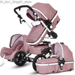 Kinderwagens # High Landscape Kinderwagen 3 in 1 Hot Mom Kinderwagen Luxe reiskinderwagen Kinderwagenmandje Baby-autozitje en Carrito Q231215